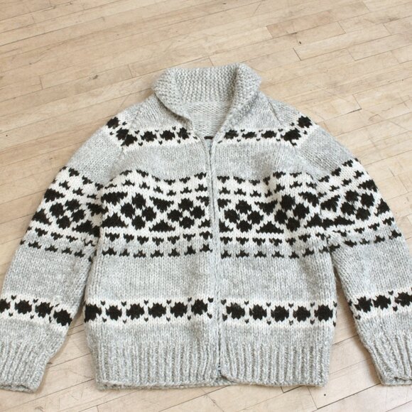 Vintage Wool Cowichan XL Men's Zip Up Circa 50s-60s Authentic Handknit